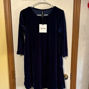 Agnes & Dora Deep Blue Velvet Dress